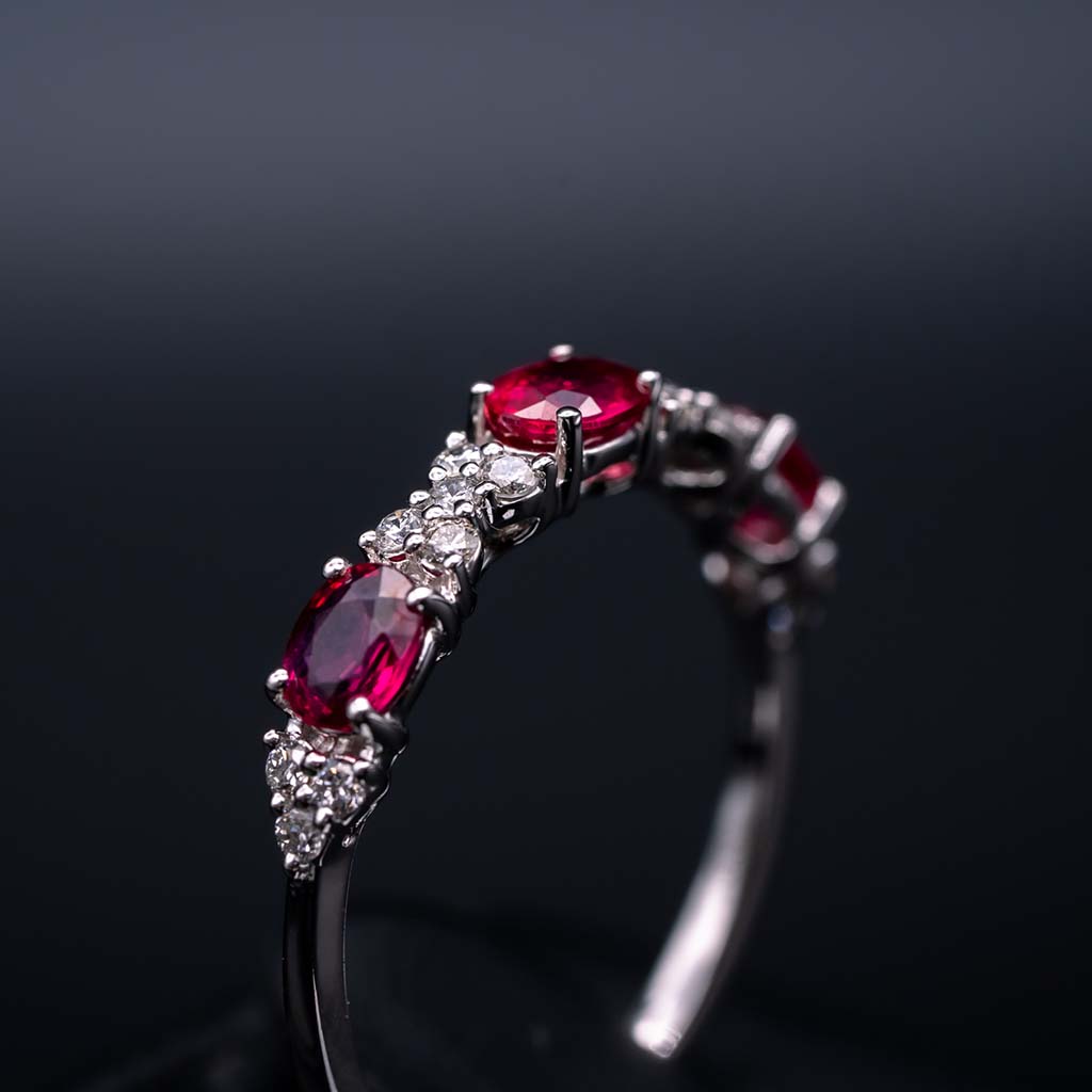 14k White Gold Ruby and Diamond Ring Art FX fine jewelry