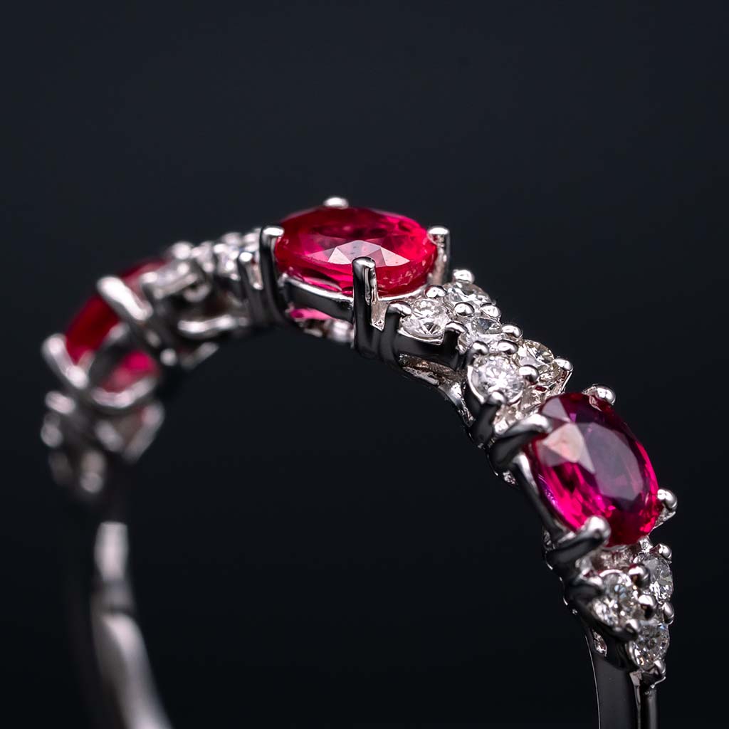 14k White Gold Ruby and Diamond Ring