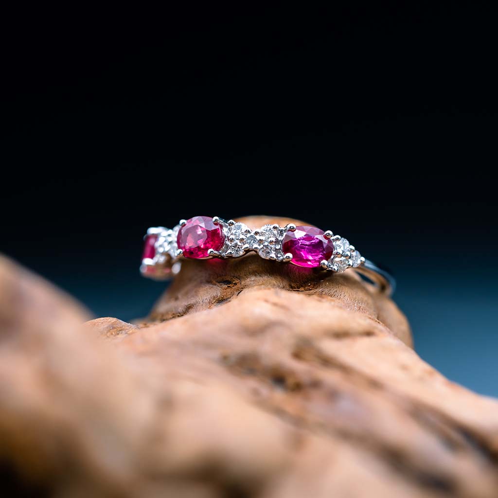 14k White Gold Ruby and Diamond Ring