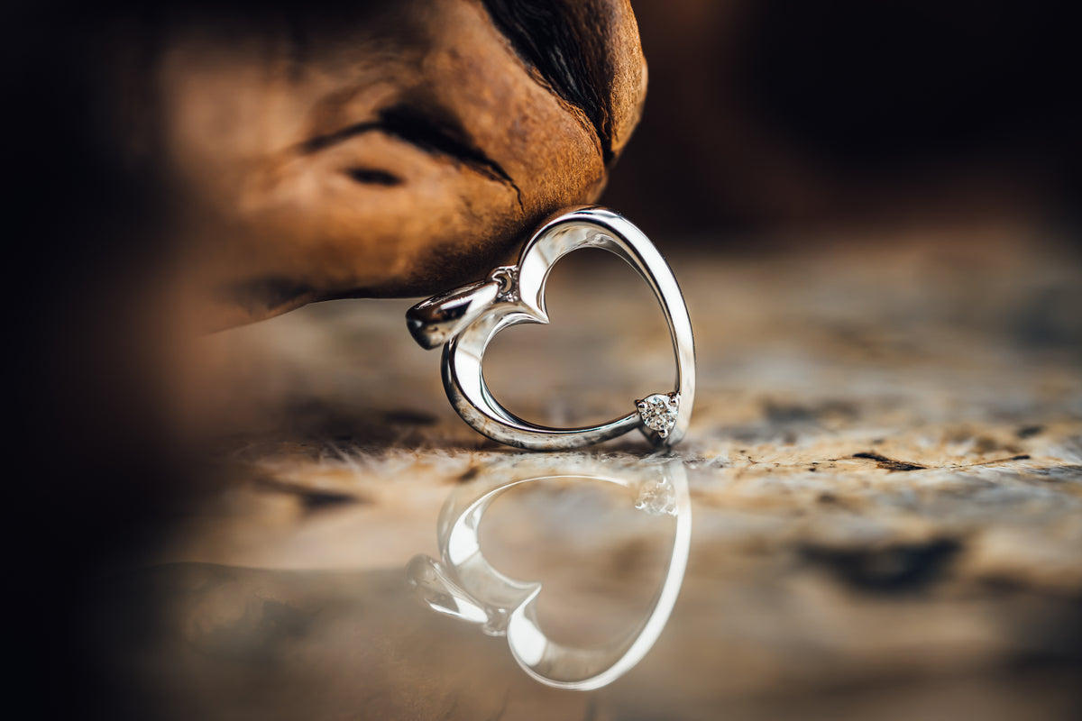 14k White Gold Heart and Diamond Pendant