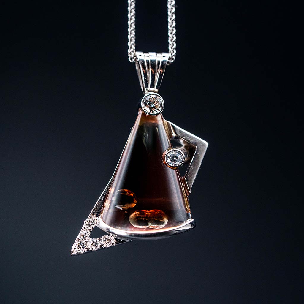 14k White Gold Diamond and Oregon Sunstone Pendant