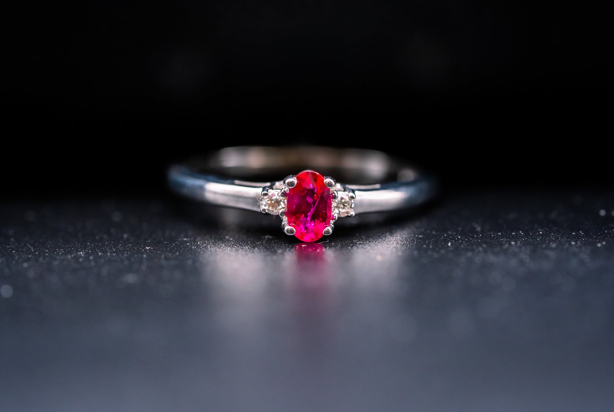 14k White Gold Ruby and Diamond Ring